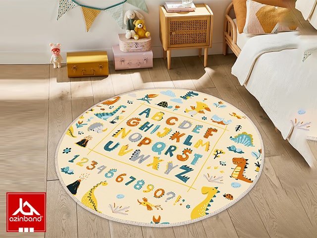 فرش اتاق کودک طرح الفبا دایناسور