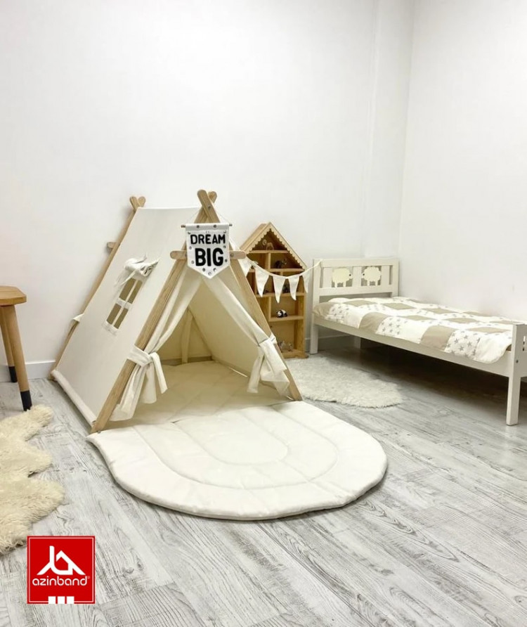 چادر بازی کودک طرح کلبه به رنگ شیری - شماره 6