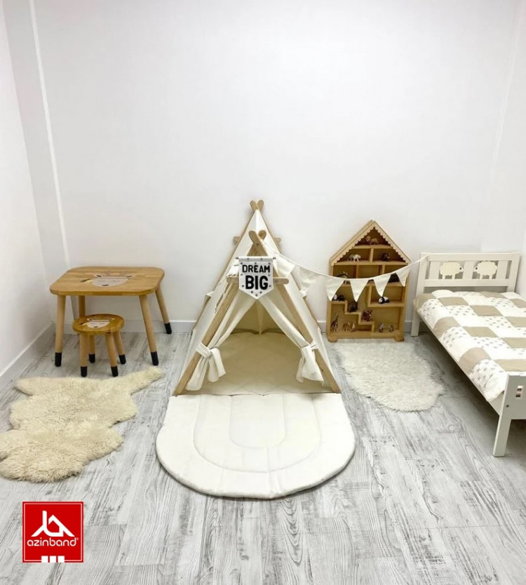 چادر بازی کودک طرح کلبه به رنگ شیری - شماره 3