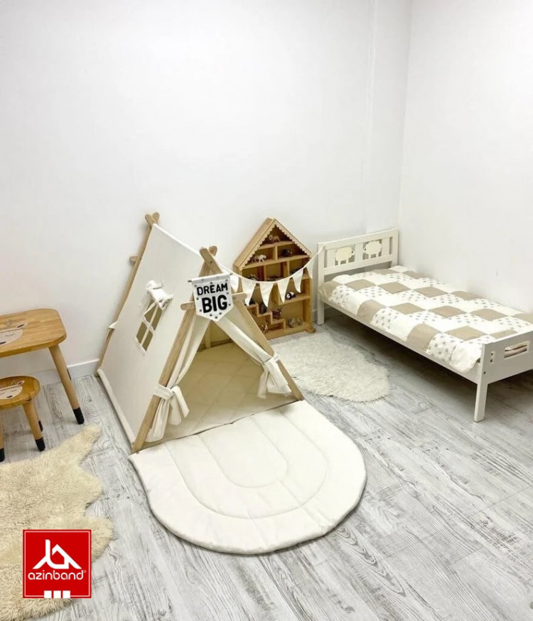 چادر بازی کودک طرح کلبه به رنگ شیری - شماره 0