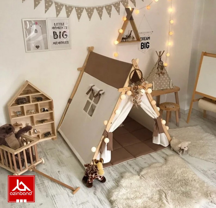 چادر بازی کودک طرح کلبه به رنگ شکلاتی شیری - شماره 0