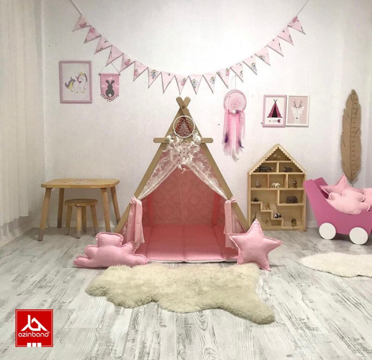 چادر بازی کودک طرح کلبه به رنگ صورتی - شماره 1