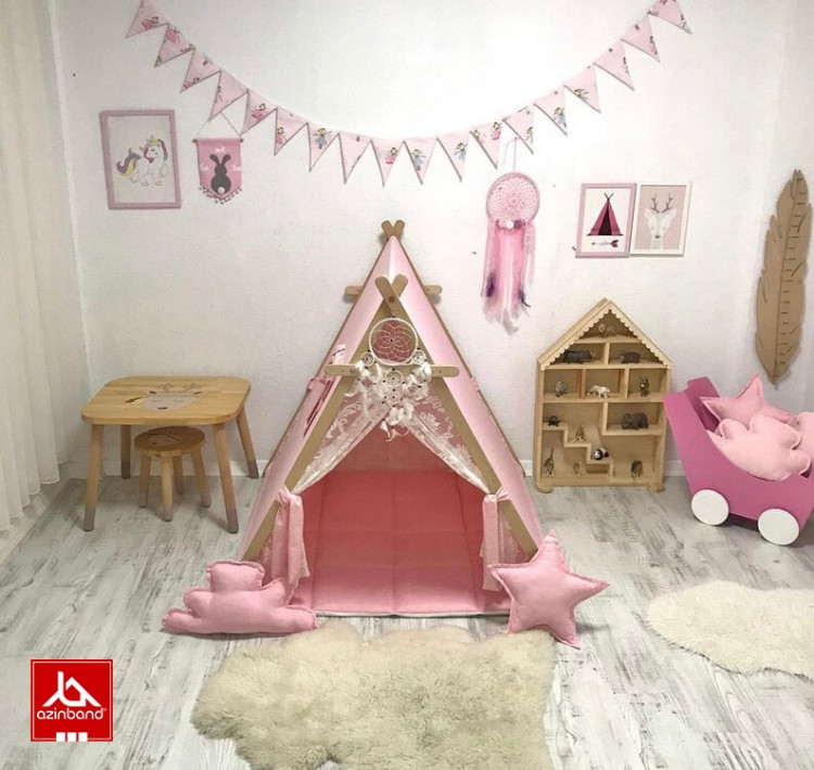 چادر بازی کودک طرح کلبه به رنگ صورتی - شماره 3