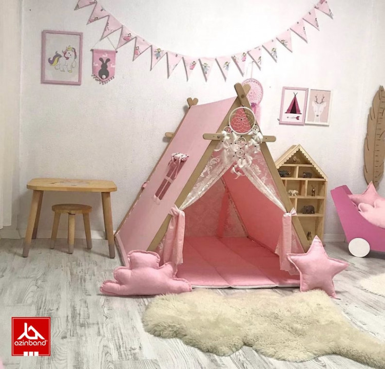 چادر بازی کودک طرح کلبه به رنگ صورتی - شماره 0