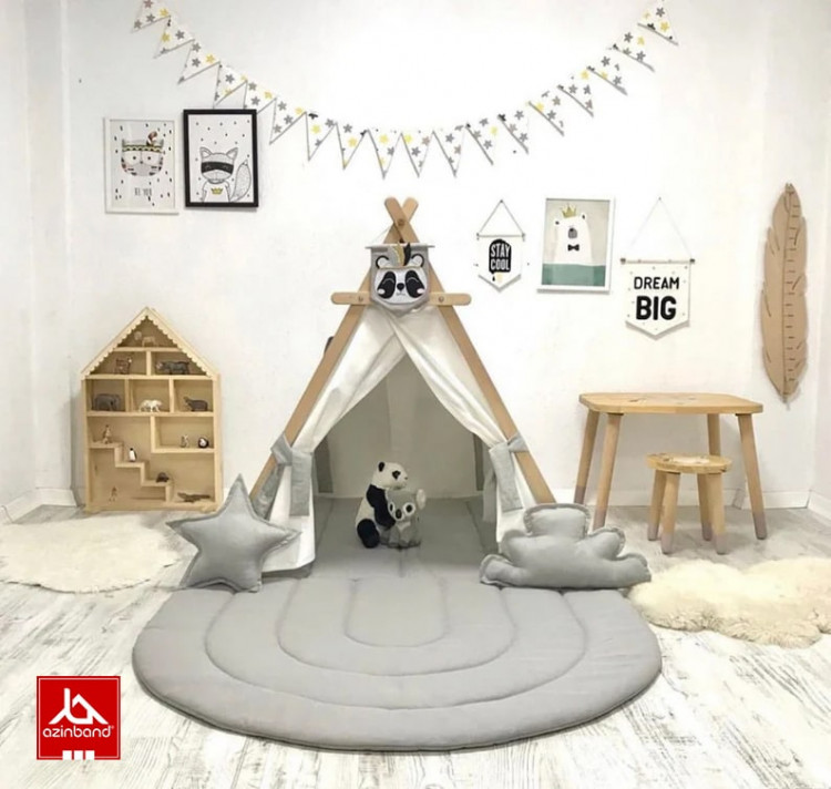 چادر بازی کودک طرح کلبه به رنگ فیلی سفید - شماره 0