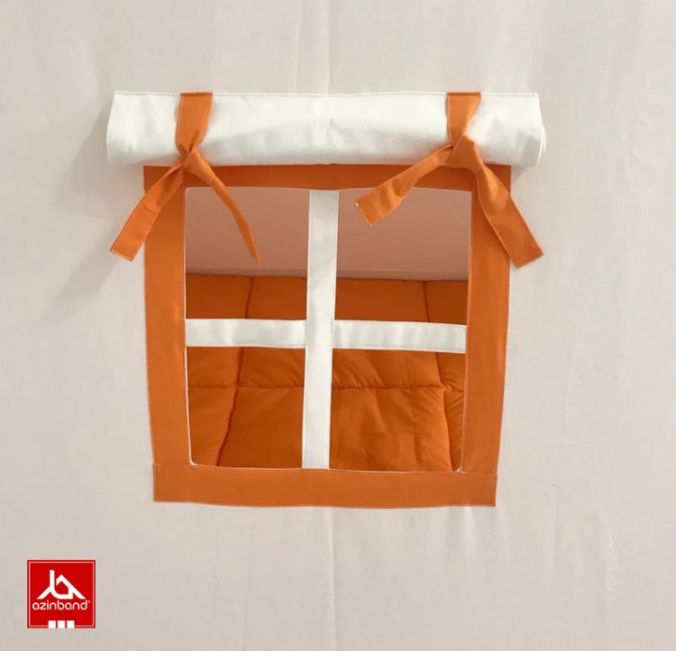 چادر بازی کودک طرح کلبه به رنگ نارنجی سفید - شماره 3