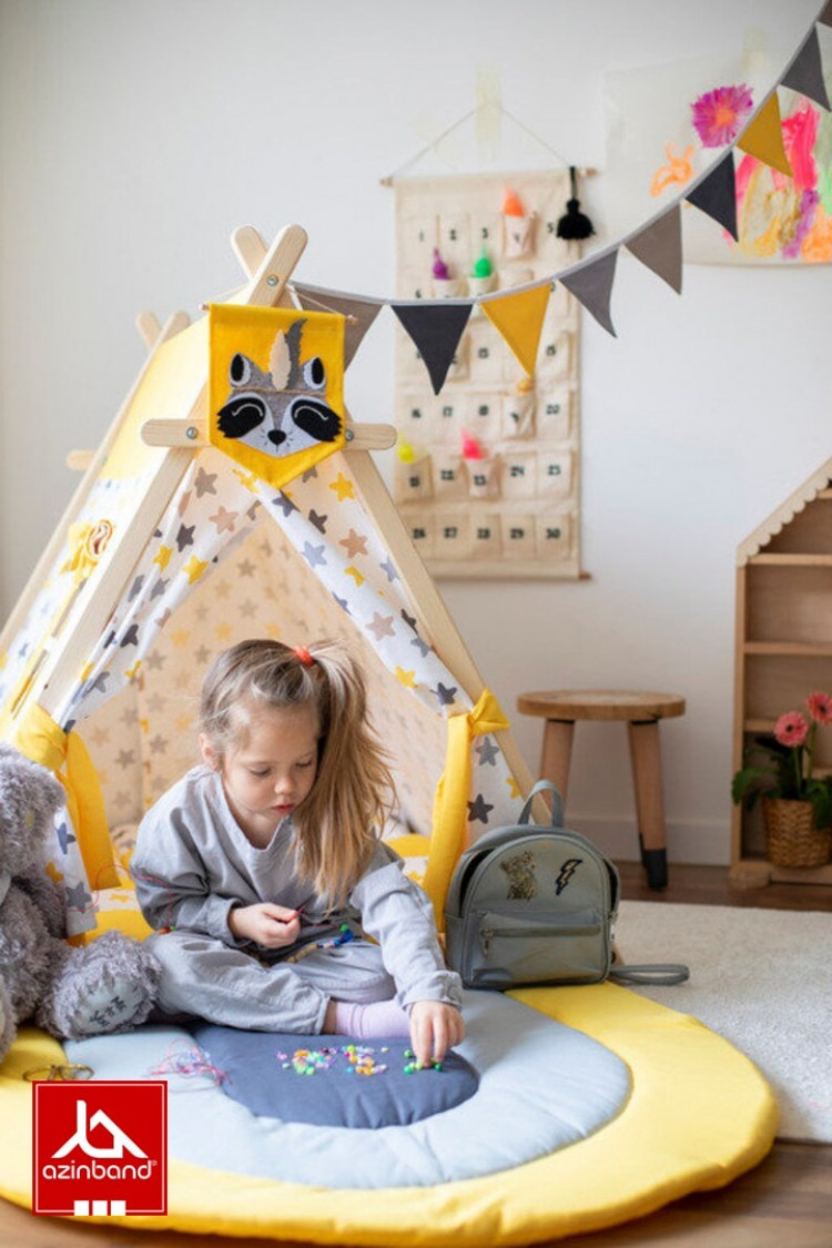 چادر بازی کودک طرح کلبه طرح ستاره با زمینه سفید - شماره 2