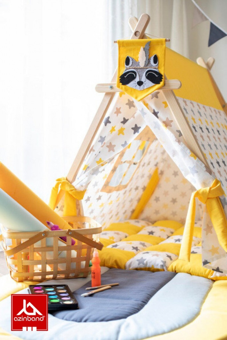 چادر بازی کودک طرح کلبه طرح ستاره با زمینه سفید - شماره 3