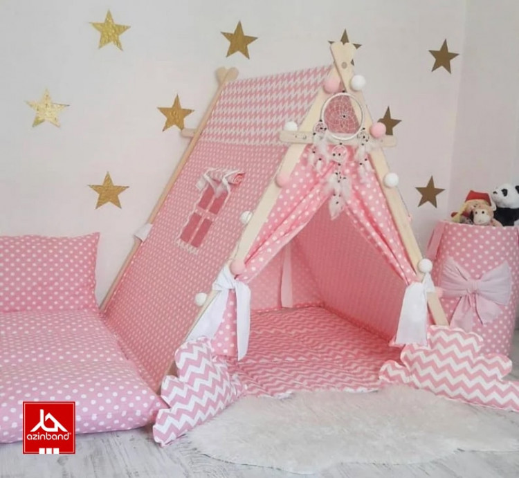 چادر بازی کودک طرح کلبه صورتی طرحدار - شماره 0