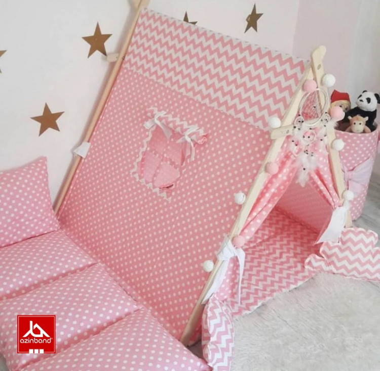 چادر بازی کودک طرح کلبه صورتی طرحدار - شماره 3