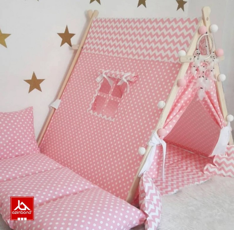 چادر بازی کودک طرح کلبه صورتی طرحدار - شماره 5